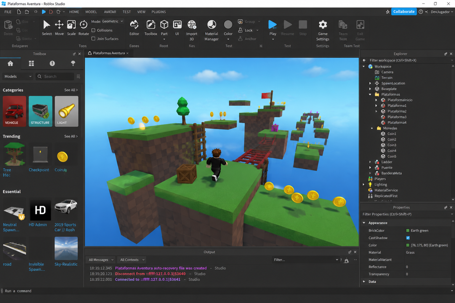 Proyecto realizado en Roblox Studio